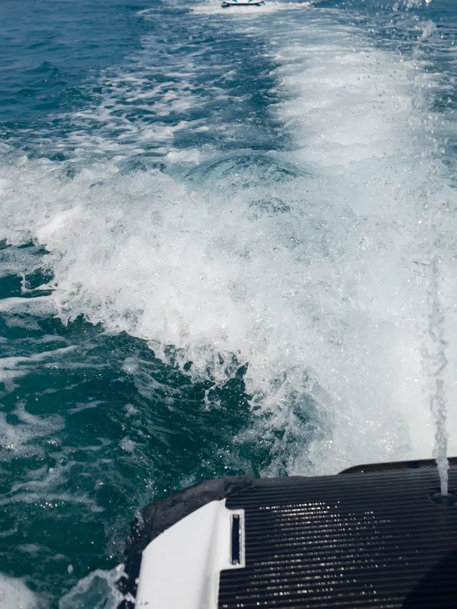 Sea wake and foam trail