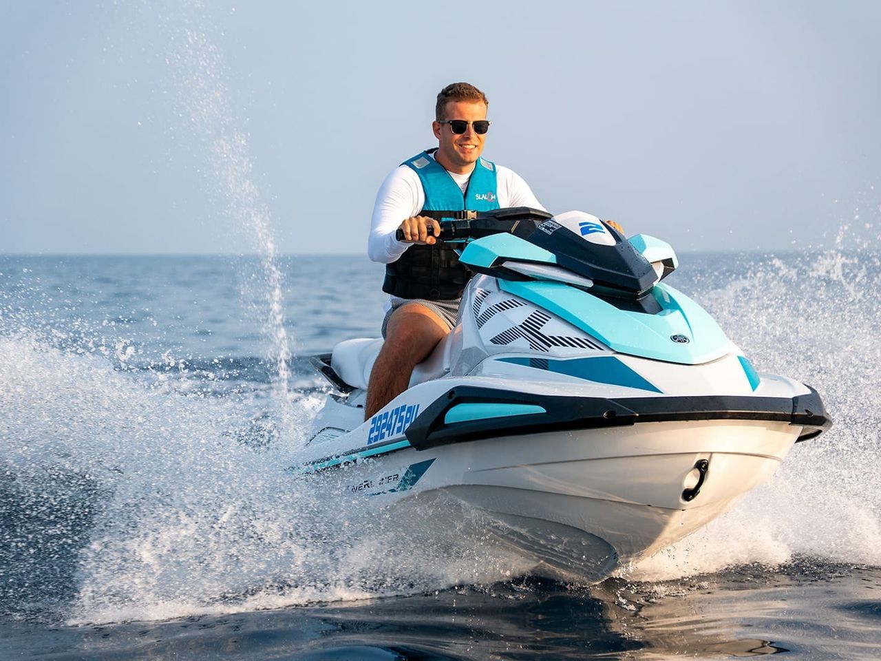Solo rider on a Yamaha jet ski safari