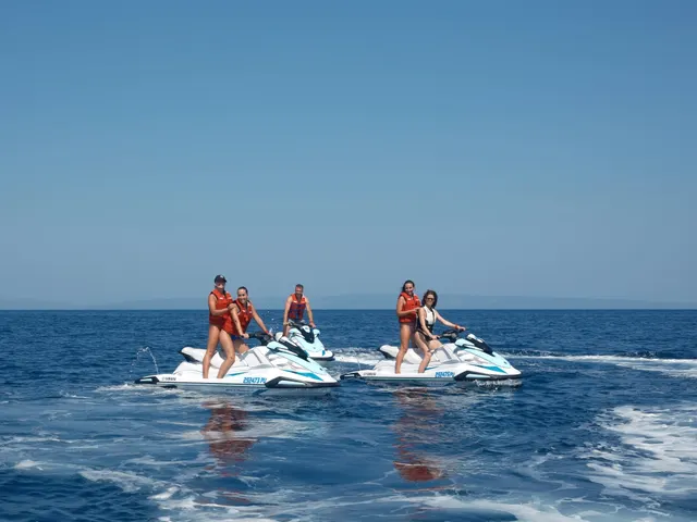 Group of friends on jet skis